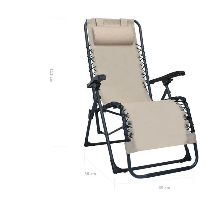 Chaise Pliable De Terrasse Crème Textilène – Image 7