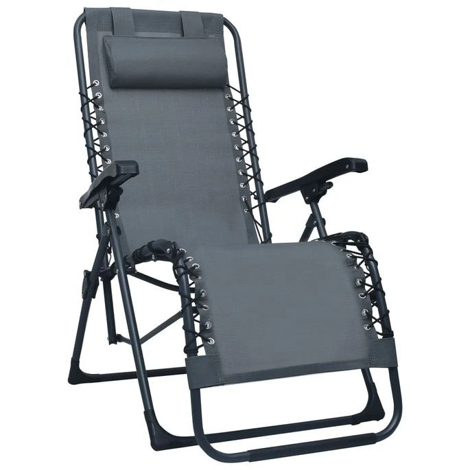Chaise Pliable De Terrasse Gris Textilène