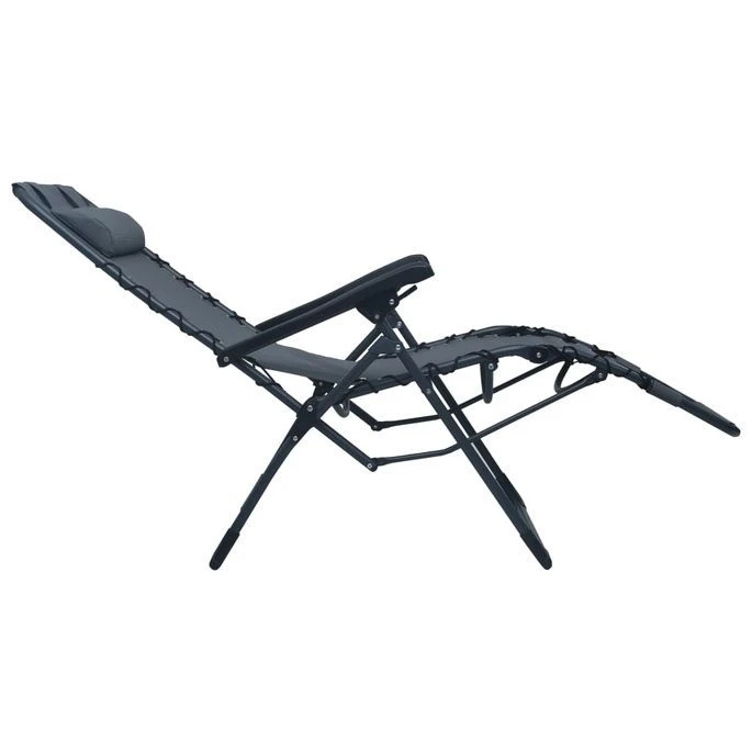 Chaise Pliable De Terrasse Gris Textilène – Image 5