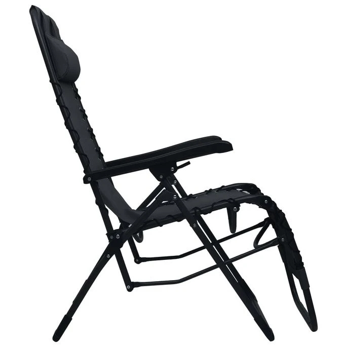 Chaise Pliable De Terrasse Noir Textilène – Image 3