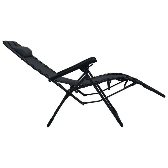 Chaise Pliable De Terrasse Noir Textilène – Image 5