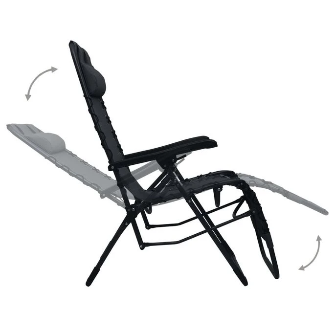 Chaise Pliable De Terrasse Noir Textilène – Image 6