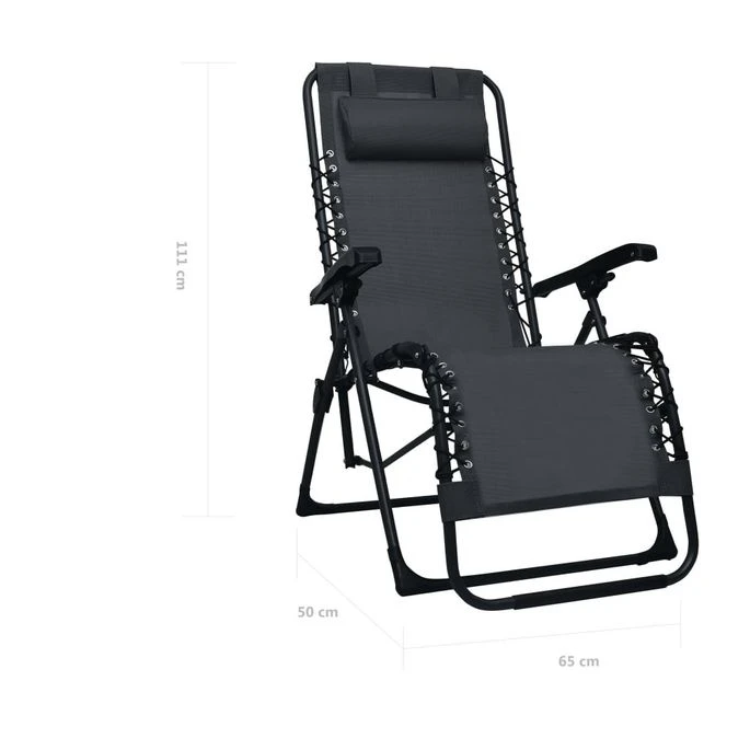 Chaise Pliable De Terrasse Noir Textilène – Image 8