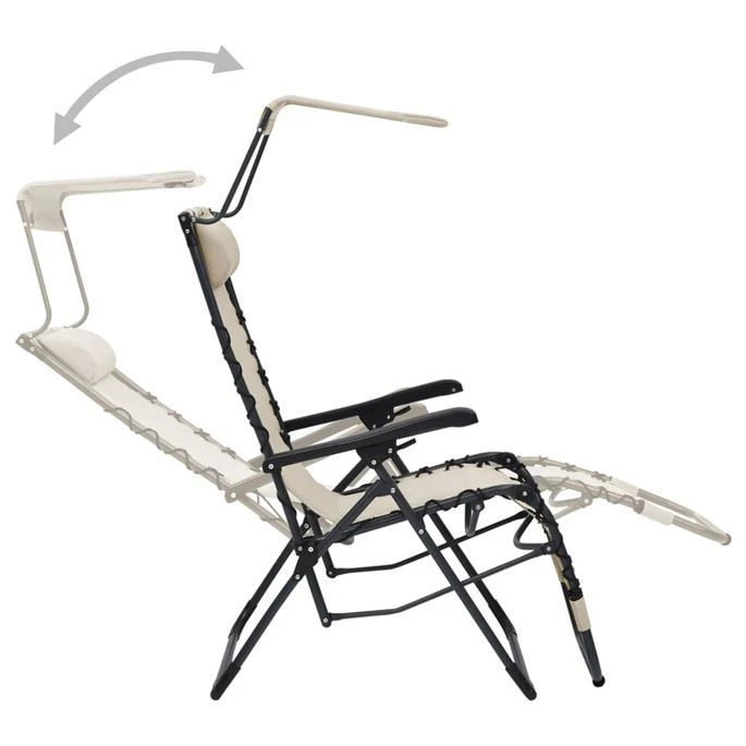 Chaise Pliable De Terrasse Textilène Crème – Image 4