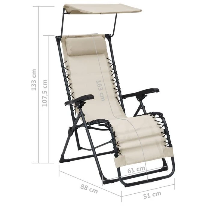 Chaise Pliable De Terrasse Textilène Crème – Image 11