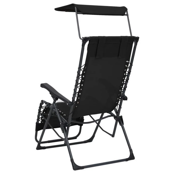 Chaise Pliable De Terrasse Textilène Noir – Image 5