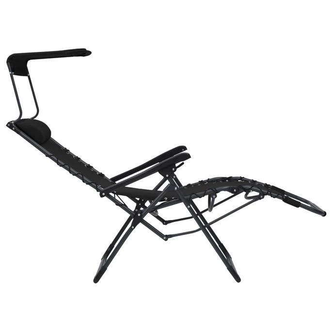 Chaise Pliable De Terrasse Textilène Noir – Image 6