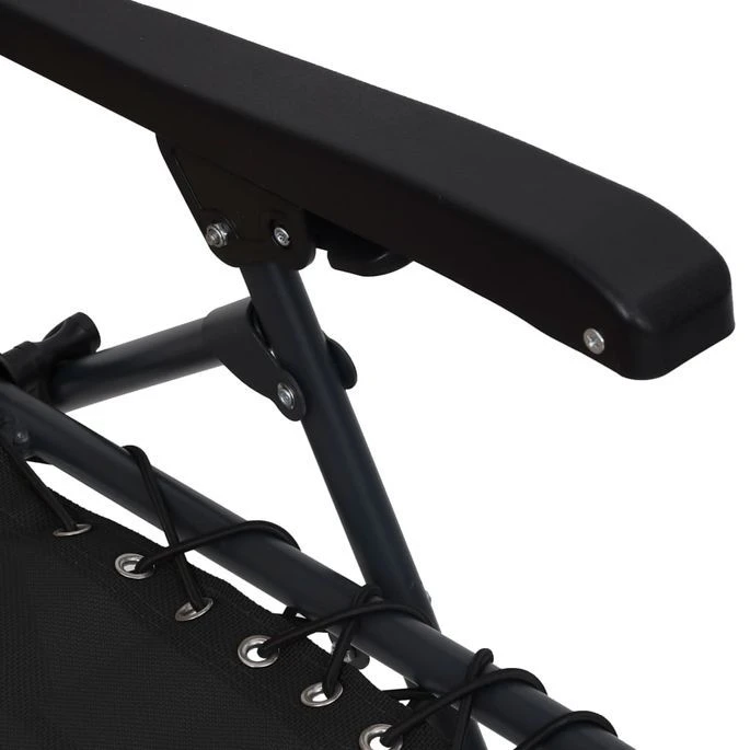 Chaise Pliable De Terrasse Textilène Noir – Image 9