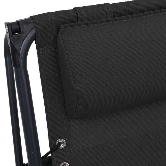 Chaise Pliable De Terrasse Textilène Noir – Image 10