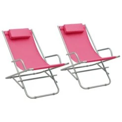 Chaises à Bascule 2 Pcs Acier Rose