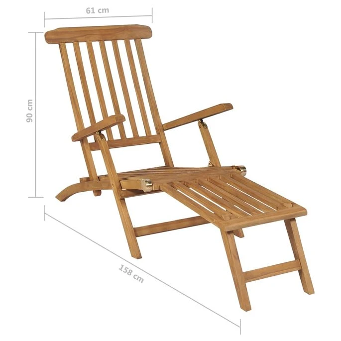 Chaises De Terrasse Avec Repose-pied 2 Pcs Bois De Teck Solide – Image 12