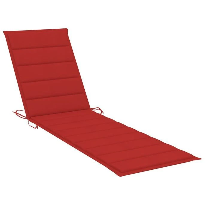 Chaises Longues 2 Pcs Avec Coussin Rouge Bois De Teck Solide – Image 10