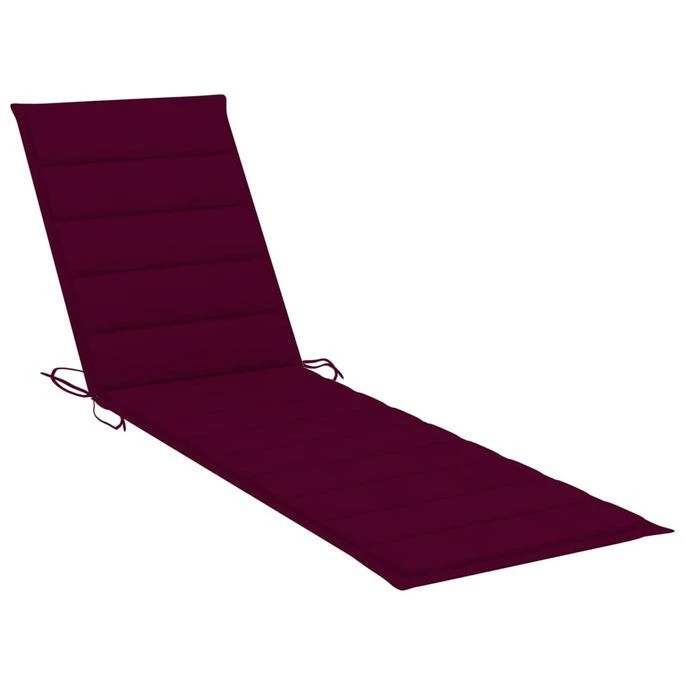 Chaises Longues 2 Pcs Avec Coussin Rouge Bordeaux Teck Solide – Image 10