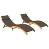 Chaises Longues 2 Pcs Avec Coussins Bois D'acacia Solide 18
