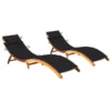 Chaises Longues 2 Pcs Avec Coussins Bois D'acacia Solide 17