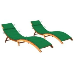 Chaises Longues 2 Pcs Avec Coussins Bois D'acacia Solide 15