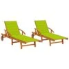Chaises Longues 2 Pcs Avec Coussins Bois D'acacia Solide 14