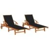 Chaises Longues 2 Pcs Avec Coussins Bois D'acacia Solide 13