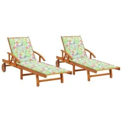 Chaises Longues 2 Pcs Avec Coussins Bois D'acacia Solide 9