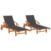 Chaises Longues 2 Pcs Avec Coussins Bois D'acacia Solide 3