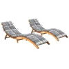 Chaises Longues 2 Pcs Avec Coussins Bois D'acacia Solide 28