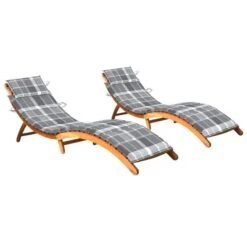 Chaises Longues 2 Pcs Avec Coussins Bois D'acacia Solide 28