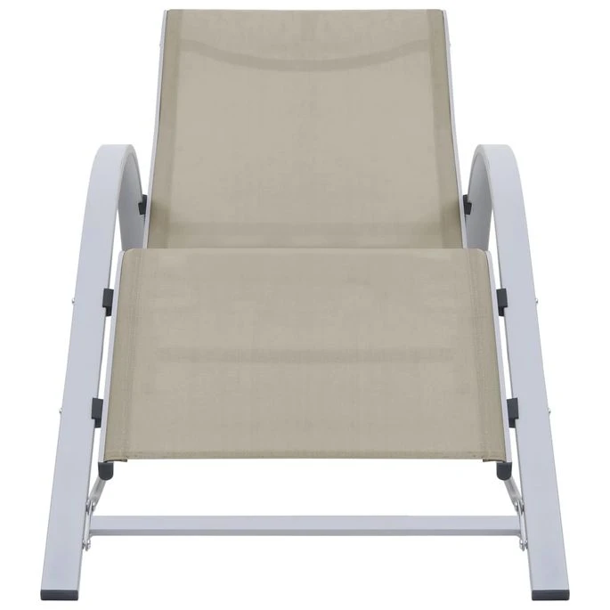 Chaises Longues 2 Pcs Avec Table Aluminium Crème – Image 4