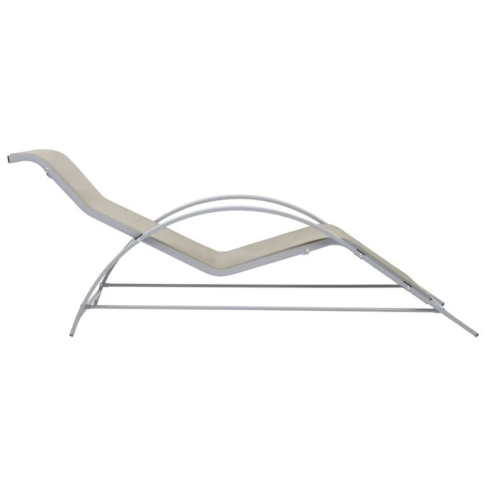 Chaises Longues 2 Pcs Avec Table Aluminium Crème – Image 5