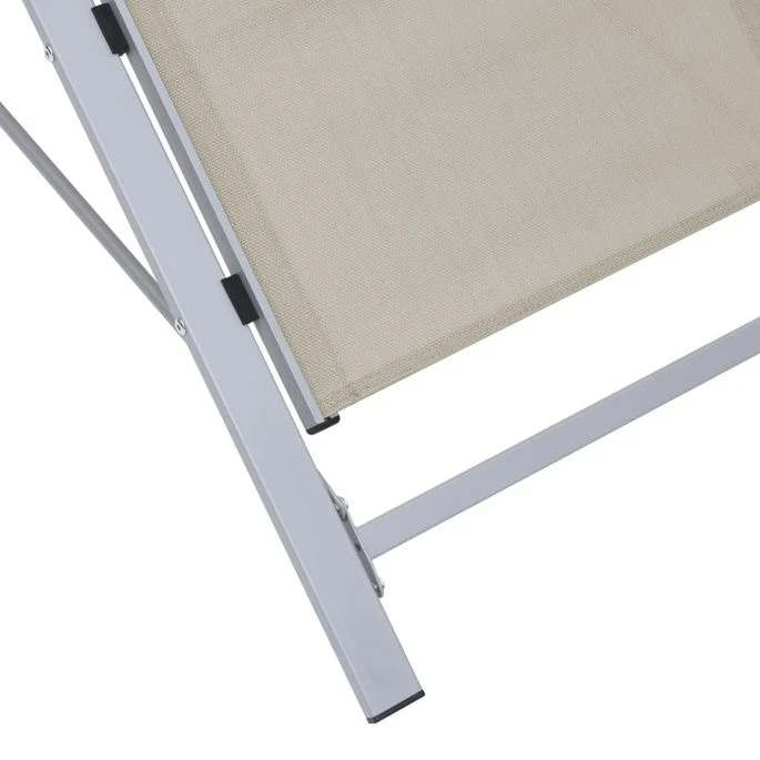 Chaises Longues 2 Pcs Avec Table Aluminium Crème – Image 7