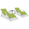 Chaises Longues 2 Pcs Avec Table Aluminium Vert
