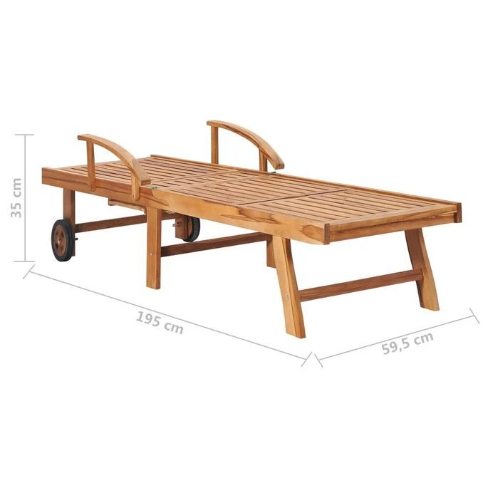 Chaises Longues 2 Pcs Avec Table Et Coussin Bois De Teck Solide 3 – Image 9