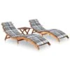 Chaises Longues 2 Pcs Avec Table Et Coussins Acacia Solide 26