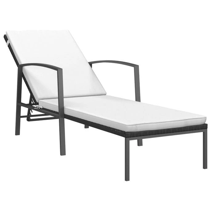 Chaises Longues 2 Pcs Avec Table Résine Tressée Noir – Image 3