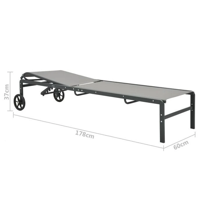 Chaises Longues 2 Pcs Avec Table Textilène Et Acier – Image 9