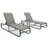 Chaises Longues 2 Pcs Avec Table Textilène Et Aluminium
