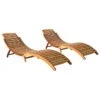 Chaises Longues 2 Pcs Bois D'acacia Solide 4