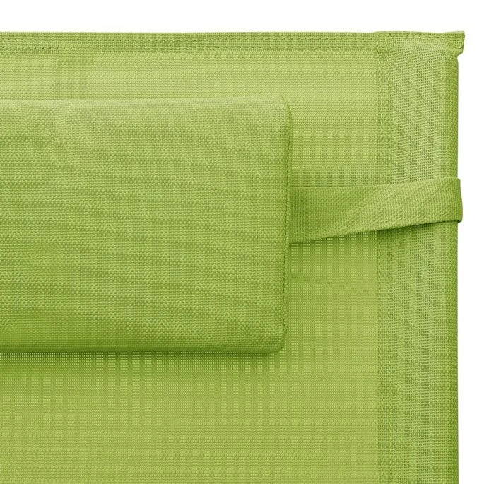 Chaises Longues 2 Pcs Textilène Vert Et Gris – Image 7