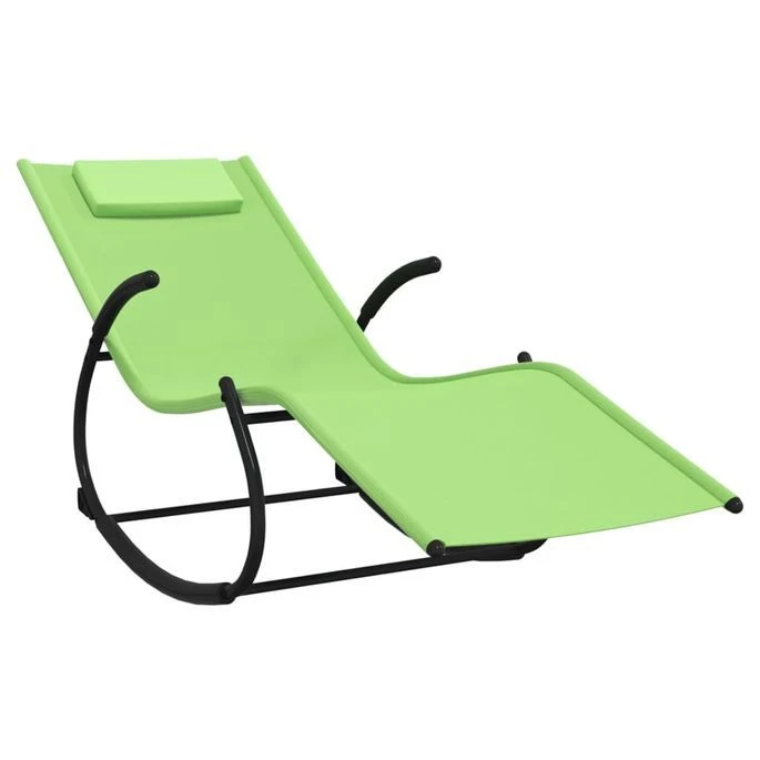 Chaises Longues à Bascule 2 Pcs Vert Acier Et Textilène 3 – Image 2