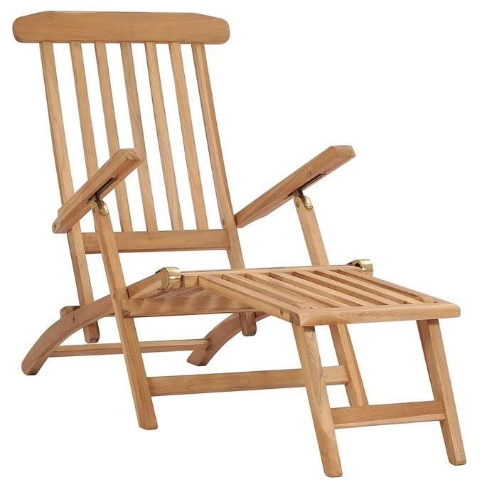 Chaises Longues De Jardin Et Repose-pied Et Table Bois De Teck – Image 2