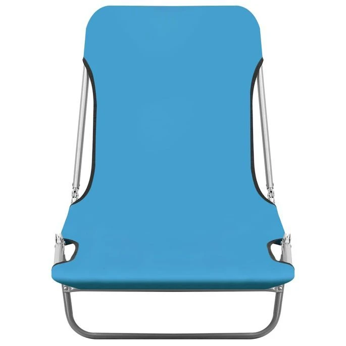 Chaises Longues Pliables 2 Pcs Acier Et Tissu Bleu – Image 3