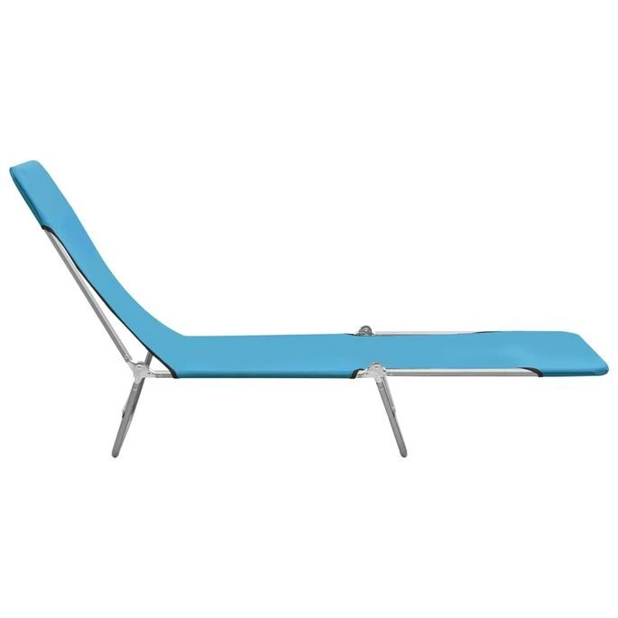 Chaises Longues Pliables 2 Pcs Acier Et Tissu Bleu – Image 4