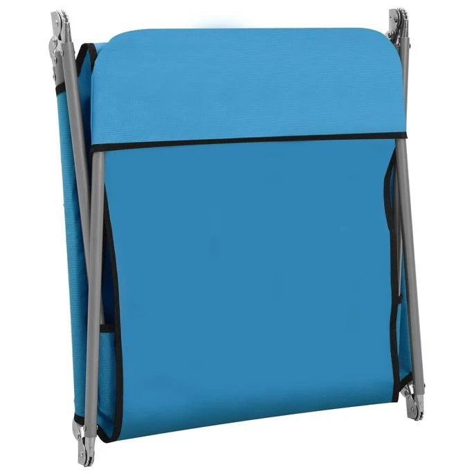 Chaises Longues Pliables 2 Pcs Acier Et Tissu Bleu – Image 6