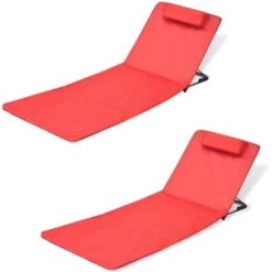 Chaises Pliables De Plage 2 Pcs Acier Enduit De Poudre Rouge
