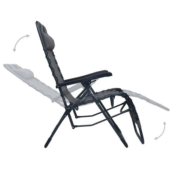 Chaises Pliables De Terrasse 2 Pcs Gris Textilène – Image 7