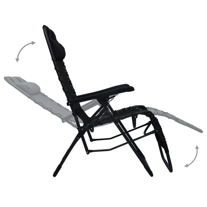 Chaises Pliables De Terrasse 2 Pcs Noir Textilène – Image 7