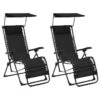 Chaises Pliables De Terrasse 2 Pcs Textilène Noir