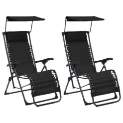Chaises Pliables De Terrasse 2 Pcs Textilène Noir