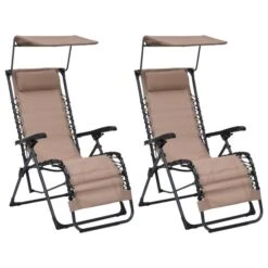 Chaises Pliables De Terrasse 2 Pcs Textilène Taupe
