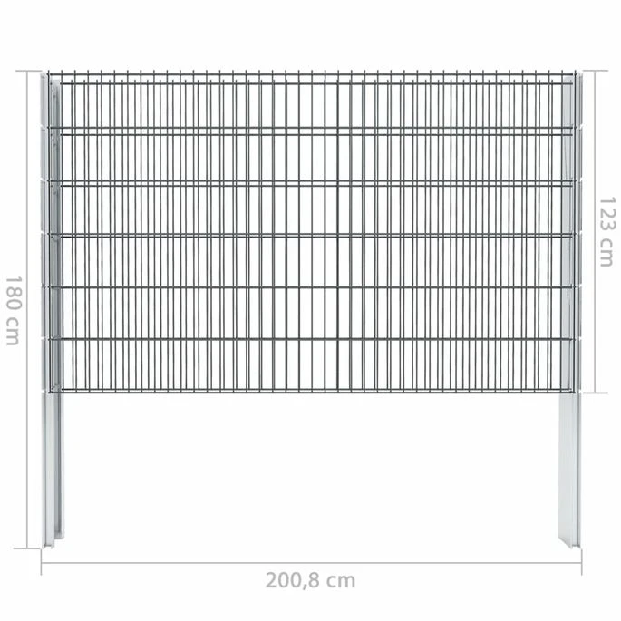 Clôture à Gabion 2D Acier Galvanisé 2,008x1,23 M 20m Total Gris – Image 12