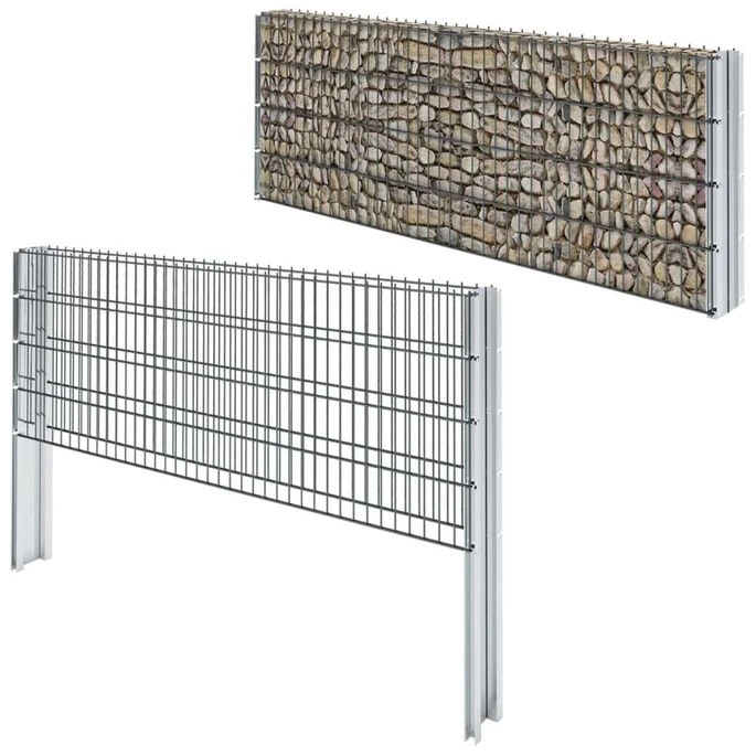Clôture De Gabion 2D Acier Galvanisé 2,008x0,83m 16m Total Gris